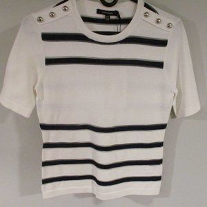 SHEER STRIPE SHORT SLEEVE TOP      NWT